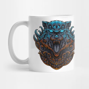 Wolf Head Engraving Ornament Fantasy Artsy Style Mug